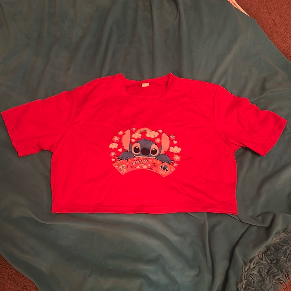 Stitch crop top red